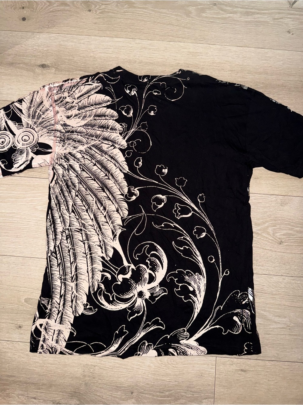 Vintage Y2K Archangel All over Print Black & Grey T- Shirt - Picture 3 of 4